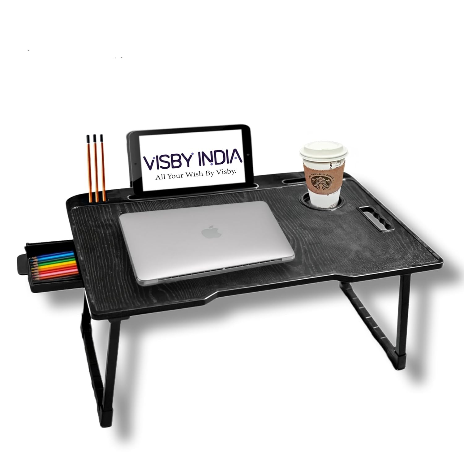 Office Table for Home/Writing Desk for Office/Folding Table for School/Folding Study Table/Work from Home - MultipurposeTable-> (Black COTTED)