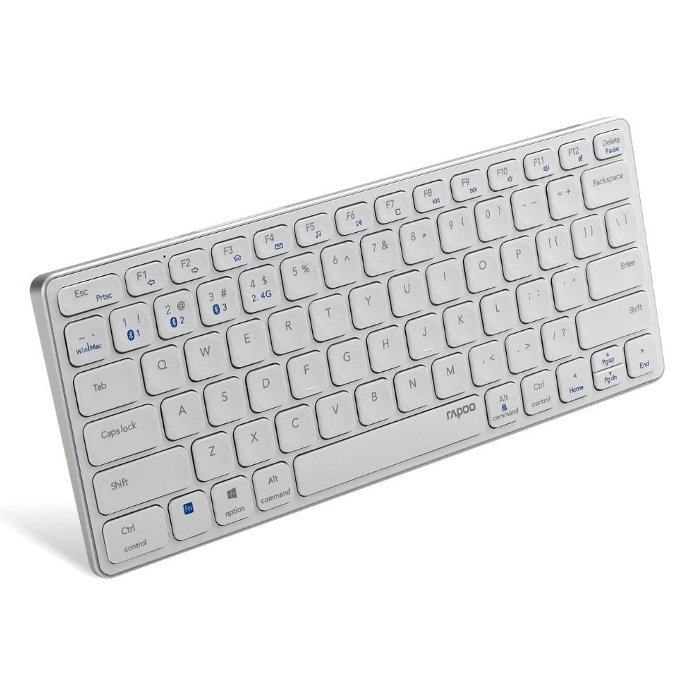 RAPOO E9050 C-Type Rechargeable Bluetooth Wireless Multi-Device (4 Devices) Keyboard for Windows/iOS/Android,Tablet/Smartphone - 3 Years Warranty White