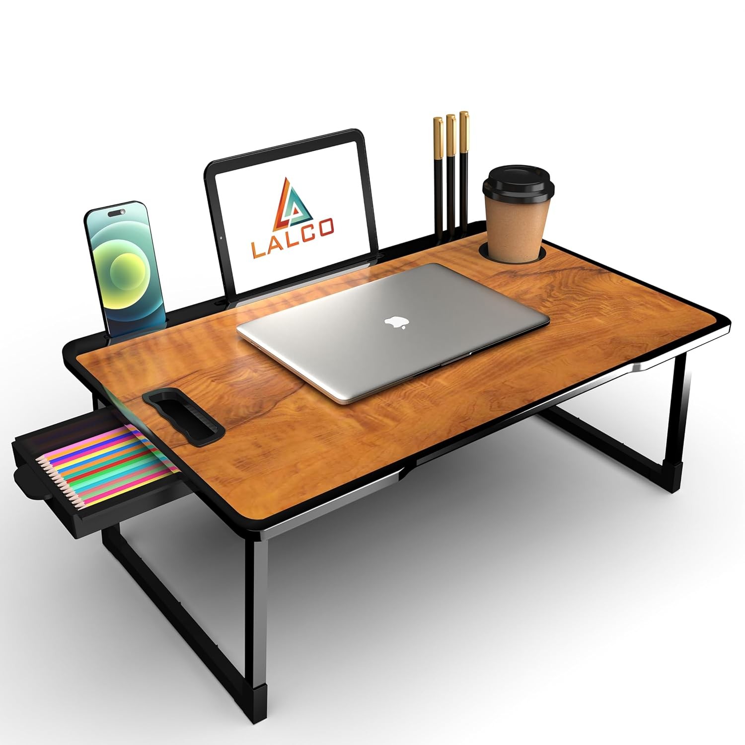 Study Table Bed Table Premium Laptop Table/Foldable and Portable Wooden/Writing Desk for Office/Home/School~~ (U$~COTTED Wood)
