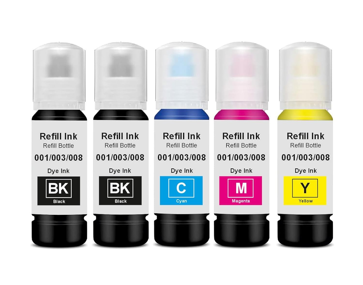 VERENA 003 Refill Ink Compatible for Epson L3110, L3150, L3250, L3252 L3115, L3116, L3101, L3210, L3215, L3216, L3151, L3152, L3156, L5190 Printer (Black-2pcs & Color-3pcs)