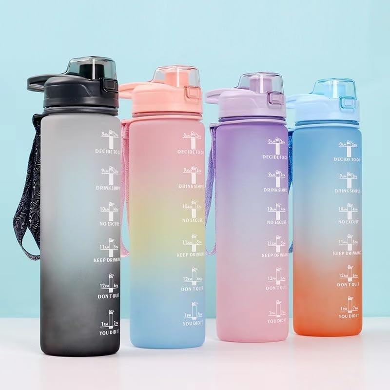 WALKART_Unbreakable Water Bottle 1 Litre with Motivational Time Marker, Leakproof Durable BPA-Free Non-Toxic Water bottle for office,Water bottle for gym | Detoxing eBook included | Hunter