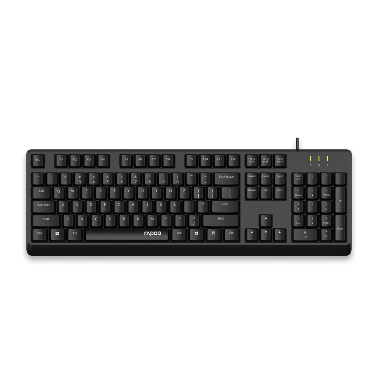 Rapoo NK1900 Spill Resistance Wired USB Keyboard Wired for Laptop, PC and UV Coated Keys, Spill Resistant, Instant one Touch Multimedia Keys