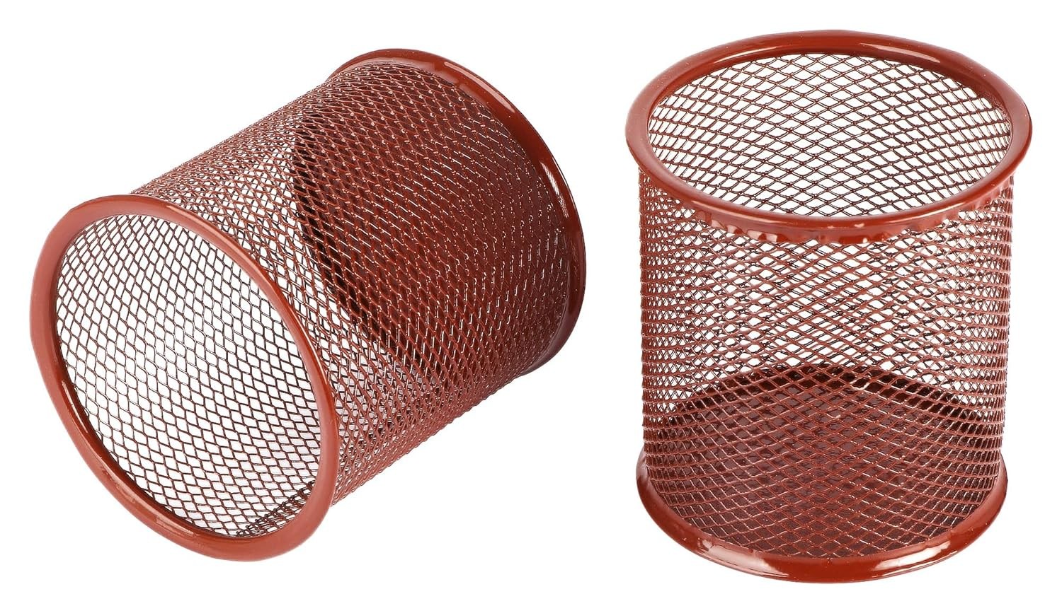 Amazon Brand - Umi Brown Round Mesh Pen Stand Pencil Holder Pack of 2 Pc