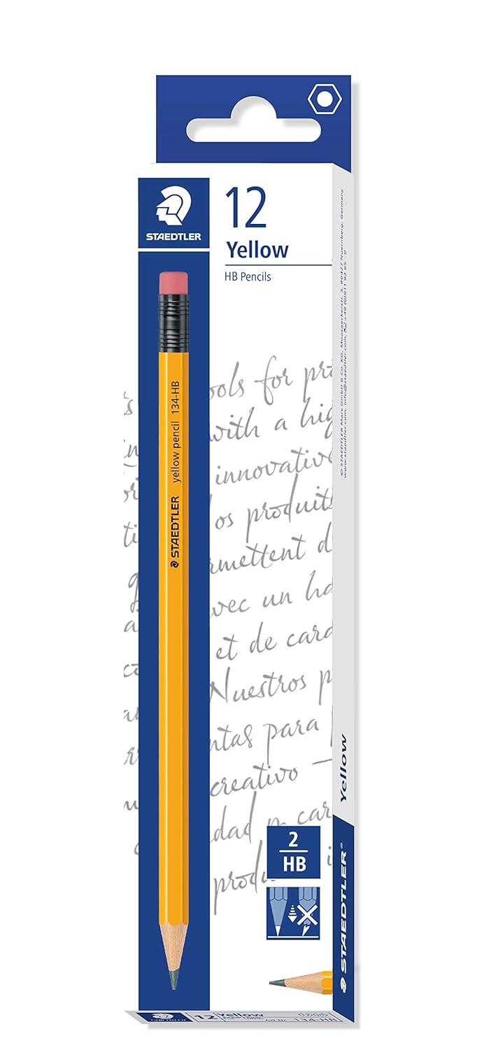 Click to see full view Staedtler HB Pencil with Eraser Tip - Pack of 12 (Yellow)