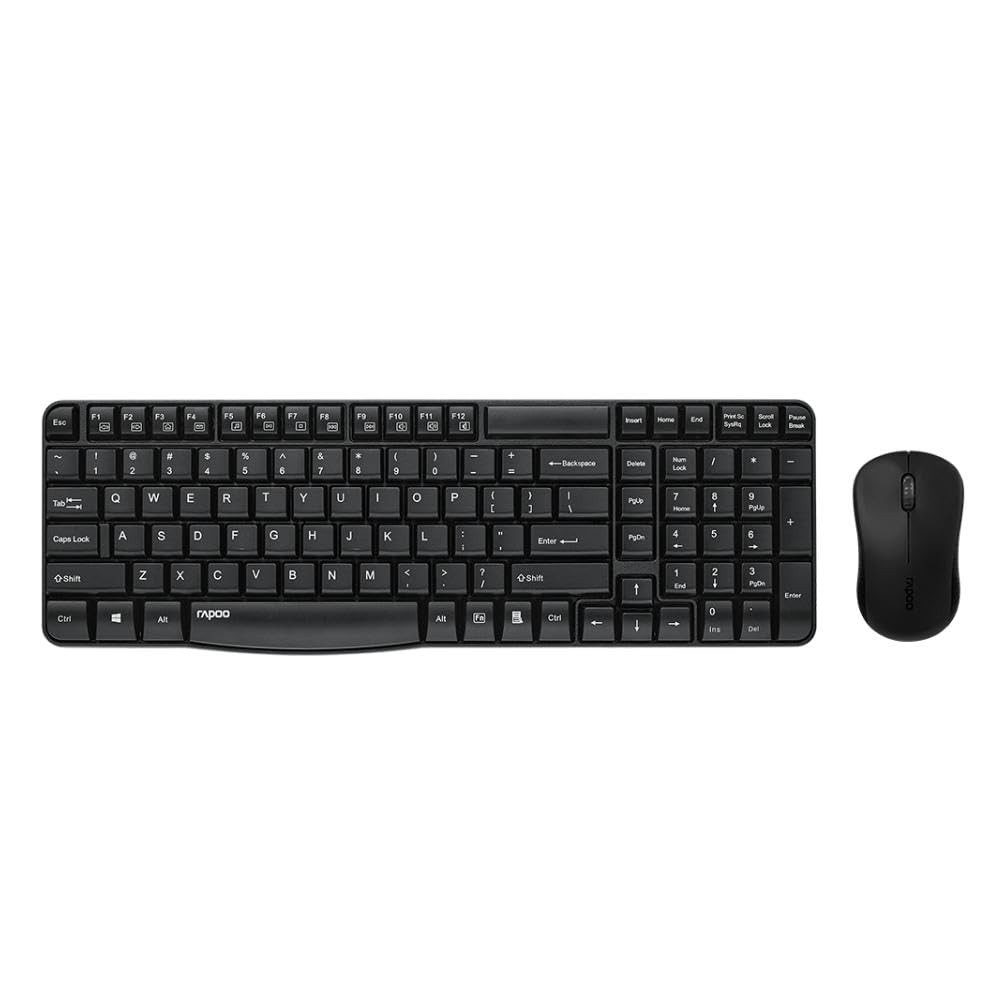 Rapoo X1810 Wireless Optical Mouse & Keyboard, Media Control, Spill-Resistant Design,12 Months Long Battery Life, 1000 DPI Tracking Engine, Plug-and-Forget Nano Receiver